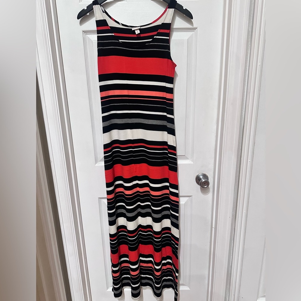 Merona Striped Maxi Dress - Red, Black, Cream